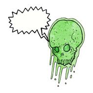 cartoon slimy skull with speech bubble N9