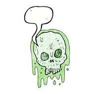 cartoon slimy skull with speech bubble N10