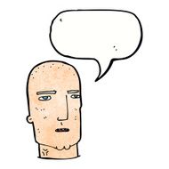 cartoon bald tough guy with speech bubble N21