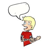 cartoon man with tattoos speech bubble N11