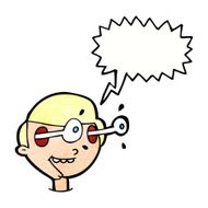 cartoon excited boy's face with speech bubble N11