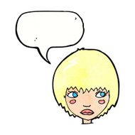cartoon unhappy girl with speech bubble N20