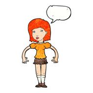 cartoon woman looking sideways with speech bubble N11