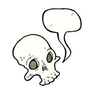 cartoon spooky skull with speech bubble N152