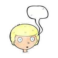 cartoon curious boy with speech bubble N37
