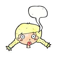 cartoon confused female face with speech bubble N10