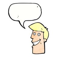 cartoon grinning man with speech bubble N87
