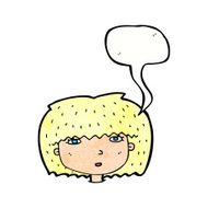cartoon female face with speech bubble N156