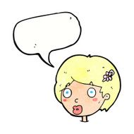 cartoon surprised female face with speech bubble N68
