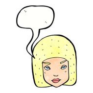 cartoon annoyed female face with speech bubble N11