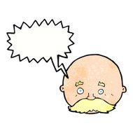 cartoon bald man with mustache speech bubble N19