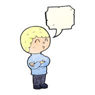 cartoon boy with folded arms speech bubble N18
