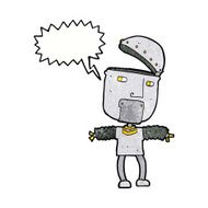 funny cartoon robot with open head speech bubble N11
