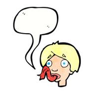 cartoon head sticking out tongue with speech bubble N11
