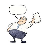 cartoon boss waving papers with speech bubble N11