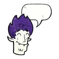 cartoon happy vampire head with speech bubble N11