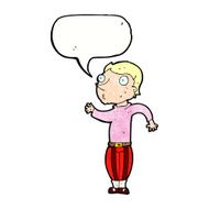cartoon man in loud clothes with speech bubble N11