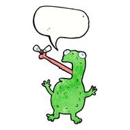cartoon frog catching fly with speech bubble N11