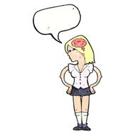 cartoon intelligent woman with speech bubble N21