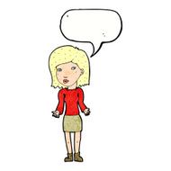 cartoon woman shrugging shoulders with speech bubble N501