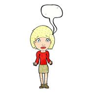 cartoon woman shrugging shoulders with speech bubble N502