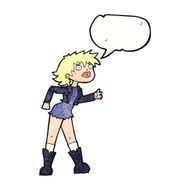 cartoon girl in leather jacket with speech bubble N11