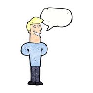 cartoon grinning man with speech bubble N88