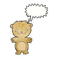 cartoon happy little teddy bear with speech bubble N8