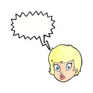 cartoon surprised female face with speech bubble N69