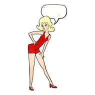 cartoon model woman posing with speech bubble N11