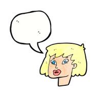 cartoon pretty female face with speech bubble N101