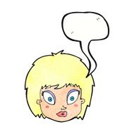 cartoon surprised female face with speech bubble N70