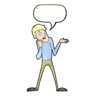 cartoon nervous man with speech bubble N141