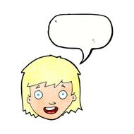 cartoon happy female face with speech bubble N196