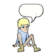 cartoon boy sitting on floor with speech bubble N10