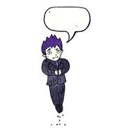 cartoon floating vampire with speech bubble N11