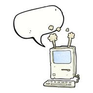 cartoon old computer with speech bubble N27