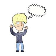 cartoon man waving arms with speech bubble N11