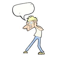cartoon man panicking with speech bubble N59