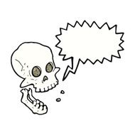 cartoon laughing skull with speech bubble N11