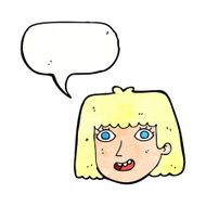 cartoon happy female face with speech bubble N199