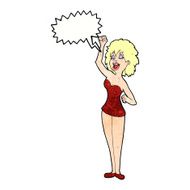 cartoon dancing woman with speech bubble N52
