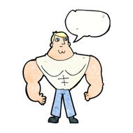 cartoon body builder with speech bubble N11