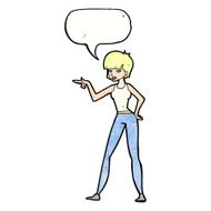cartoon woman pointing with speech bubble N216