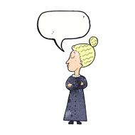 cartoon strict victorian teacher with speech bubble N10