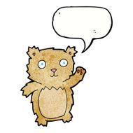 cartoon waving teddy bear with speech bubble N31