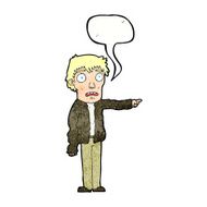 cartoon terrified man pointing with speech bubble N11
