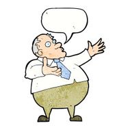 cartoon exasperated middle aged man with speech bubble N11