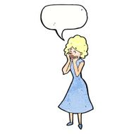 cartoon worried woman with speech bubble N79