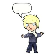 cartoon unhappy boy with speech bubble N60